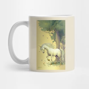 Fantasy Unicorn in the Forest Wall Art Home Decor "The Golden Hoof" Mug